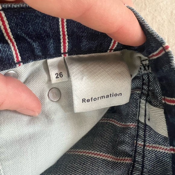 Reformation red striped denim mini skirt - Picture 6 of 9